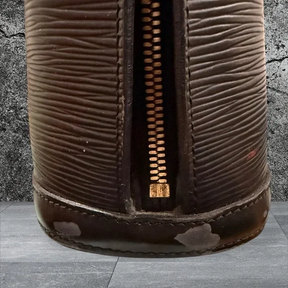 Vintage Louis Vuitton Black Epi Leather Lussac Tote Bag Large 17” x 12” Good - Picture 5 of 16